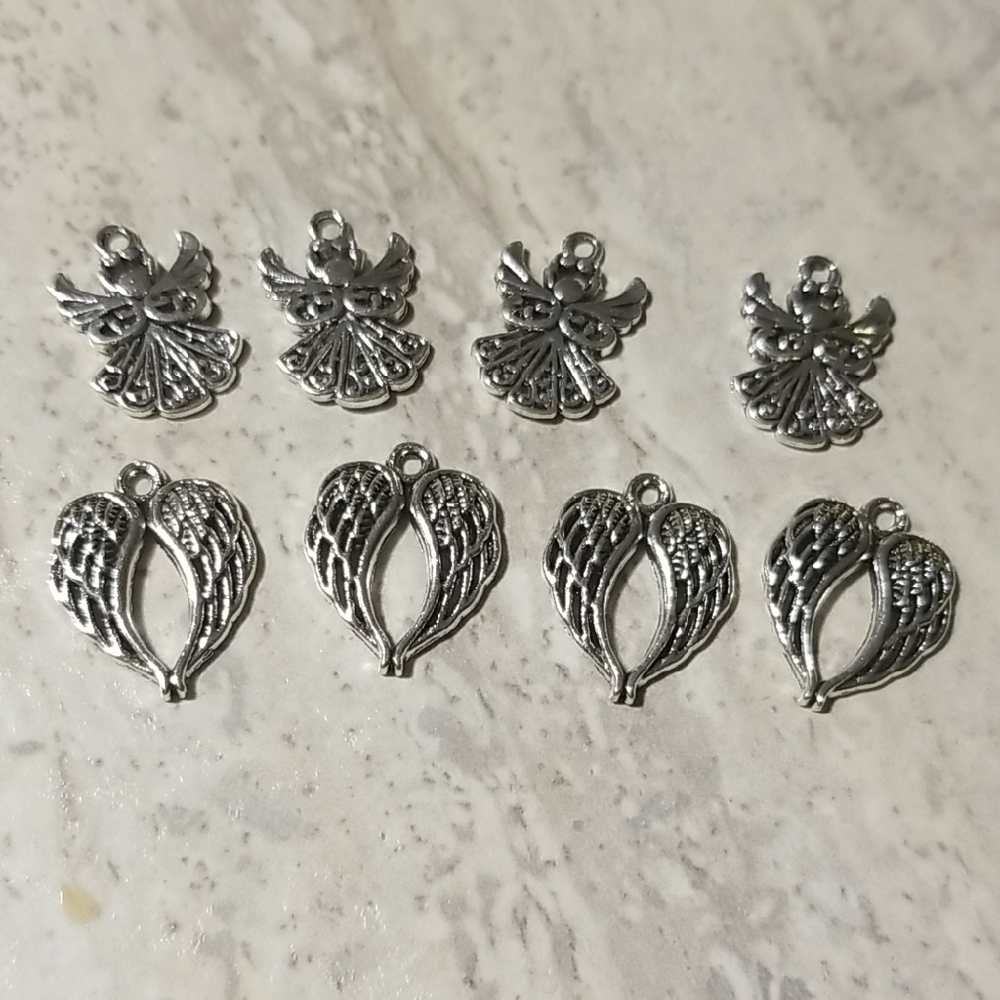 Silver Angel and Wing Charm Lot